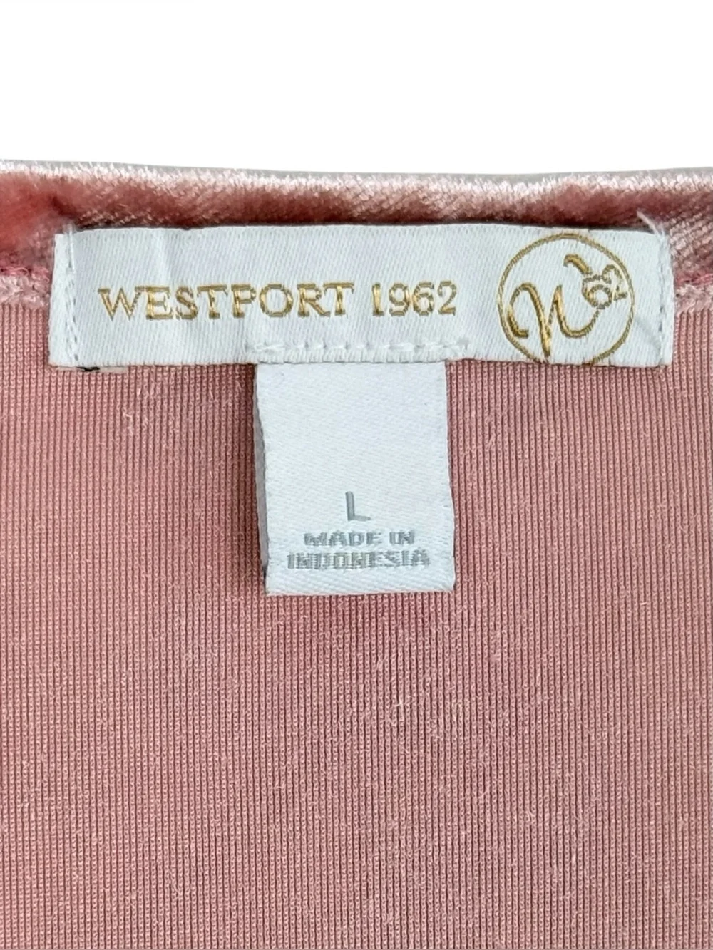 Westport 1962 Crushed Velvet Lace Trim Bell Sleeve Top Dusty Rose Pink L